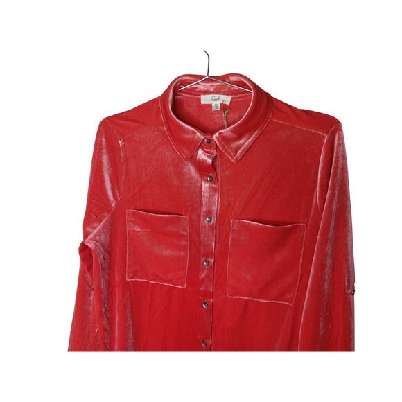 New Easel Los Angeles Coral Velvet Button Down Shirt M Oversized Long Sleeve - Picture 5 of 15